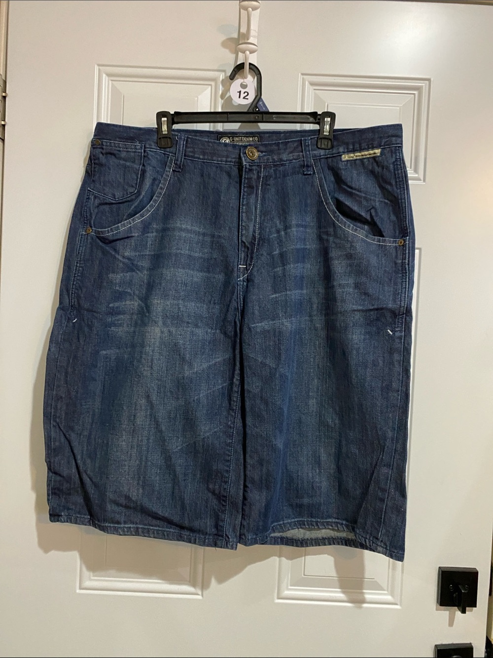 Men's Dark Indigo Denim Knee-Length Shorts - Classic Casual